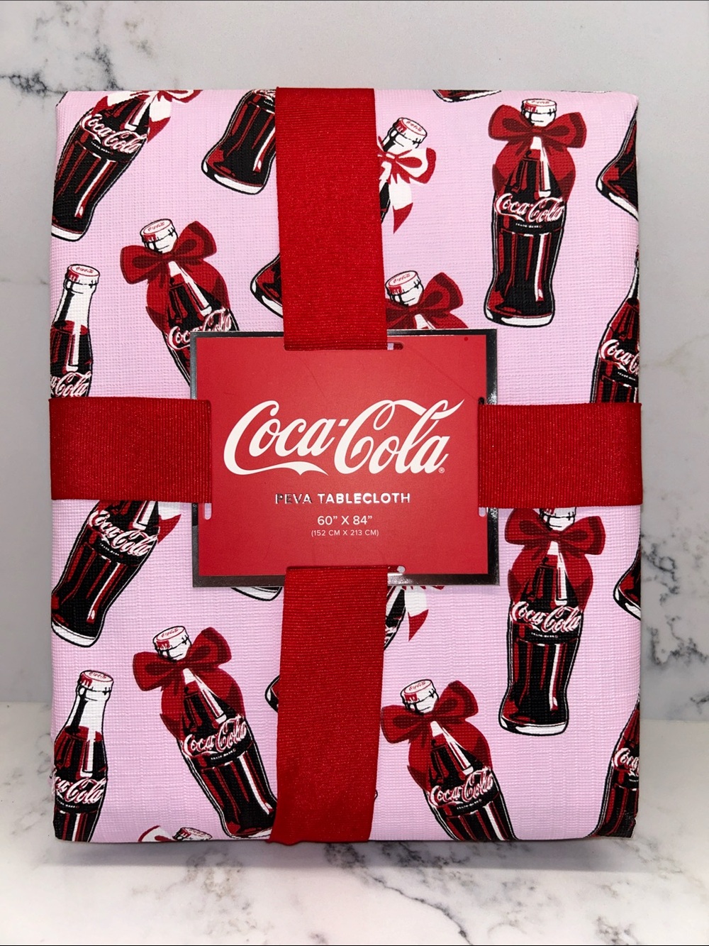 Coca Cola Pink and Red Bottle Print Party Tablecloth